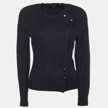 Pre Owned Isabel Marant Black Wool Asymmetric Jacket S