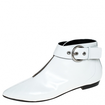 Pre Owned Isabel Marant White Leather Rilows Ankle Boots Size 40