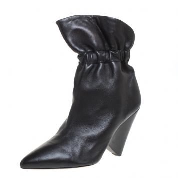 Pre Owned Isabel Marant Black Leather Lileas Pointed Toe Boots Size 38