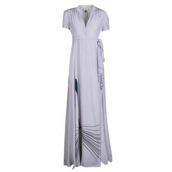 Pre Owned Issa Grey Printed Wrap Maxi Dress S