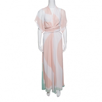 Pre Owned Issa Pollyanna Multicolor Printed Chiffon Maxi Dress S