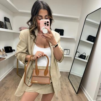 Pre Owned Jacquemus Cognac Brown Leather Le Chiquito Moyen Bag