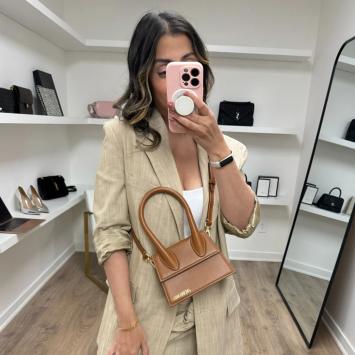 Pre Owned Jacquemus Cognac Brown Leather Le Chiquito Moyen Bag