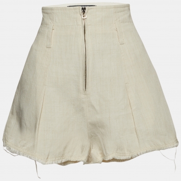 Pre Owned Jacquemus Cream Linen Blend Le Short Santon Shorts M