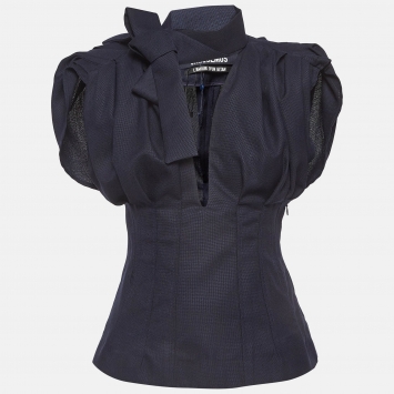 Pre Owned Jacquemus L'amour D'un Gitan Pleated Navy Blue Wool Corset Top S