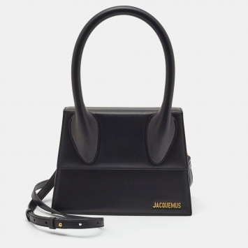 Pre Owned Jacquemus Black Leather Grand Le Chiquito Top Handle Bag