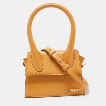 Pre Owned Jacquemus Tan Leather Le Chiquito Moyen Top Handle Bag