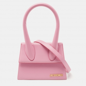 Pre Owned Jacquemus Pink Leather Le Chiquito Moyen Top Handle Bag
