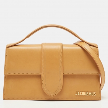 Pre Owned Jacquemus Tan Leather Le Grand Bambino Top Handle Bag