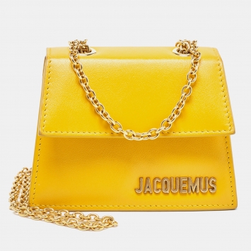 Pre Owned Jacquemus Yellow Leather Le Piccolo Chain Bag