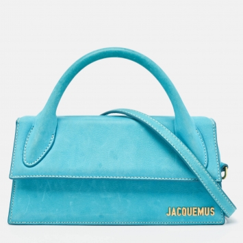 Pre Owned Jacquemus Blue Nubuck Long Le Chiquito Top Handle Bag