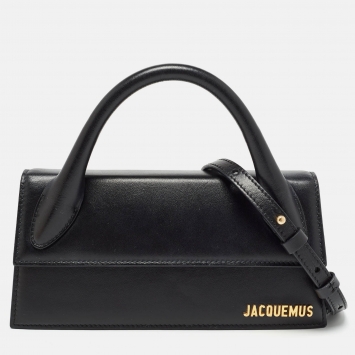 مملوكة مسبقًا Jacquemus Black Glossy Leather Long Le Chiquito Top Handle Bag