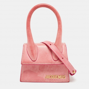 Pre Owned Jacquemus Pink Leather Mini Le Chiquito Top Handle Bag