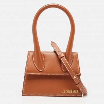 Pre Owned Jacquemus Brown Leather Le Chiquito Top Handle Bag