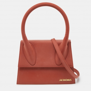 مملوكة مسبقًا Jacquemus Brick Brown Nubuck Leather Grand Le Chiquito Top Handle Bag