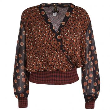 Pre Owned Jean Paul Gaultier Multicolor Dotted Knit Trim Long Sleeve top XL