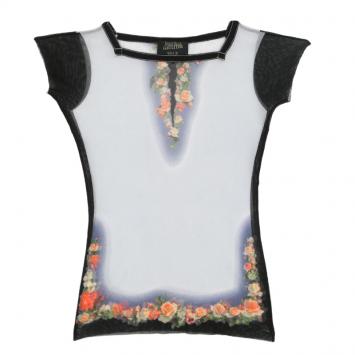 Pre Owned Jean Paul Gaultier Multicolor Floral Print Mesh Top XL