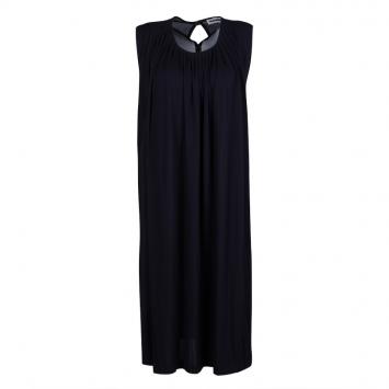 Pre Owned Jil Sander Navy Blue Knit Pleated Sleeveless Dress L
