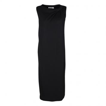 Pre Owned Jil Sander Black Knit Draped Front Sleeveless Dress L