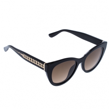 Pre Owned Jimmy Choo Black/Brown 807HA Chana Cateye Sunglasses