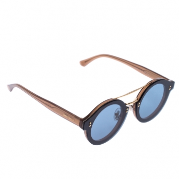 Pre Owned Jimmy Choo Light Brown/Blue Smoke Montie Round Sunglasses