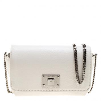 Pre Owned Jimmy Choo White Leather Ruby Crossbody Bag