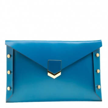 مملوكة مسبقًا Jimmy Choo Robot Blue Leather Lockett Envelope Clutch