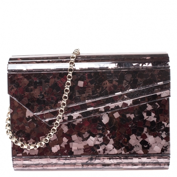 مملوكة مسبقًا Jimmy Choo Old Rose Shimmering Acrylic Candy Clutch Bag