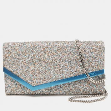 Pre Owned Jimmy Choo Multicolor Glitter Candy Chain Clutch