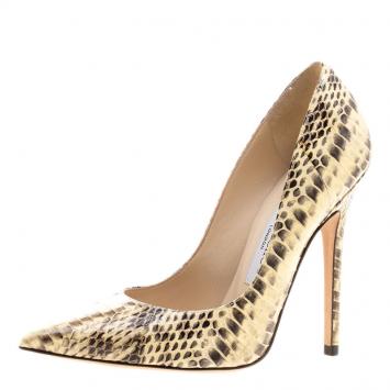 Pre Owned Jimmy Choo Two Tone Python Leather Anouk Pointed Toe Pumps Size 35.5