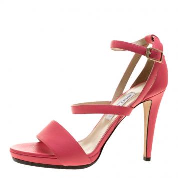 Pre Owned Jimmy Choo Pink Leather Kayden Ankle Strap Sandals Size 41