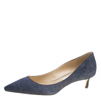 Pre Owned Jimmy Choo Light Indigo Denim Leather Romy Pointed Toe Pumps Size 40