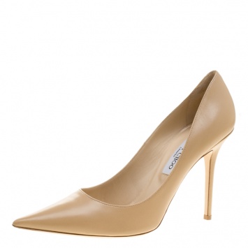 Pre Owned Jimmy Choo Beige Leather Abel Pointed Toe Pumps Size 41