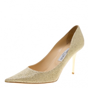 Pre Owned Jimmy Choo Metallic Lamè Glitter Fabric Agnes Pointed Toe Pumps Size 41