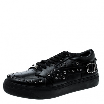 Pre Owned Jimmy Choo Black Studded Leather Roman Sneakers Size 42
