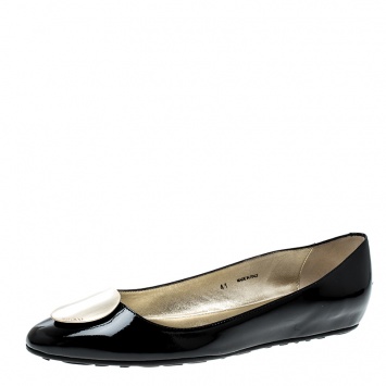 Pre Owned Jimmy Choo Black Patent Leather Wray Flats Size 41
