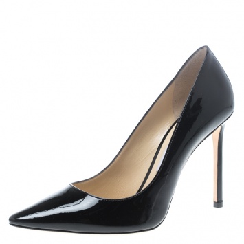 Pre Owned Jimmy Choo Black Patent Leather Romy Pointed Toe Pumps Size 39