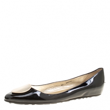 Pre Owned Jimmy Choo Black Patent Leather Wray Flats Size 41