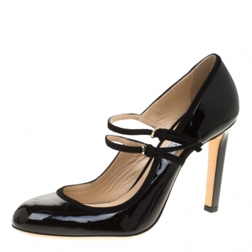 Pre Owned Jimmy Choo Black Patent Leather Mary Jane Pumps Size 41