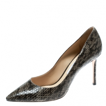 Pre Owned Jimmy Choo Beige Elaphe Leather Romy Pointed Toe Pumps Size 40