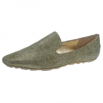 Pre Owned Jimmy Choo Gold Lame Wheel Smoking Slippers Size 40.5