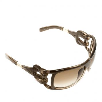 Pre Owned Jimmy Choo Brown JJ Snake Embossed Rectangle Sunglasses