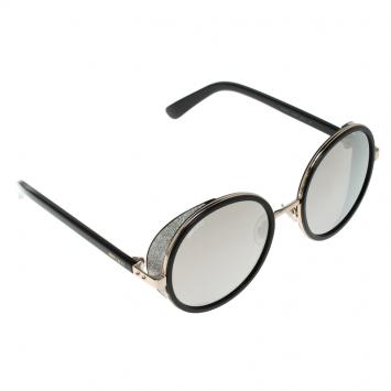 Pre Owned Jimmy Choo Black/Gold Mirror J7QM3 Andie Round Sunglasses 