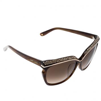 Pre Owned Jimmy Choo Brown/ Brown Gradient Embellished Sophia Cat Eye Sunglasses 