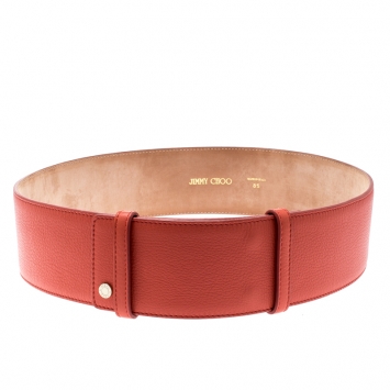 Pre Owned Jimmy Choo Coral Leather Waist Belt 85CM