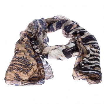 Pre Owned Jimmy Choo Muticolor Snakeskin Printed Silk Scarf