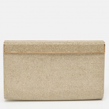 Pre Owned Jimmy Choo Gold/Silver Lurex Fabric Cayla Clutch