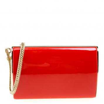 مملوكة مسبقًا Jimmy Choo Red Patent Leather Carmen Chain Wristlet Clutch