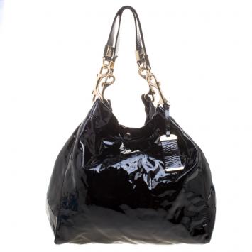 Pre Owned Jimmy Choo Black Patent Leather Lohla Jayne Tote