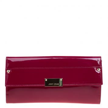 Pre Owned Jimmy Choo Burgundy Patent Leather Reese Clutch